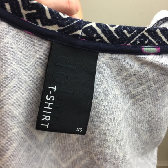 DOLAN Navy Printed Shirt Top Ruched Blouse - Picture 2 of 8